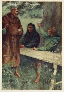 Robin Hood and the Black Monk, frontispice från "Hero Myths and Legends of the British Race" av M.I. Ebbutt, 1910