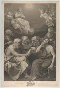 Kyrkans läkare konsulterar böcker och dokument och begrundar Jungfrun som ..., 1785