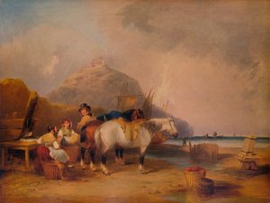 Kustscen, med figurer och hästar, c1841