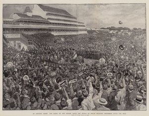 Ett historiskt derby, scenen på banan när prinsen av Wales tog emot Persimmon efter loppet av William Small