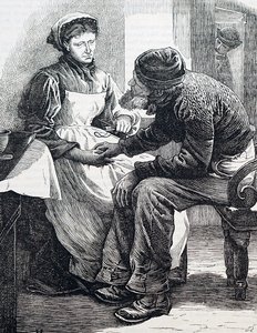 Ett äldre par. Av William Small (1843-1929), en engelsk illustratör. 1880 (gravyr) av William Small