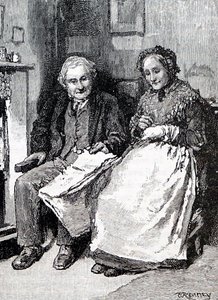 Ett äldre par. Av William Small (1843-1929), en engelsk illustratör. 1880 (gravyr) av William Small