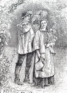 Majdrottningens kröning med en krans av hagtorn av sin älskling. Av William Small (1843-1929), en engelsk illustratör av William Small