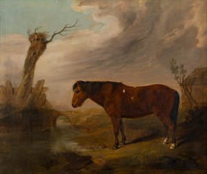 A Bay Pony by a River, ca 1823 (olja på duk)