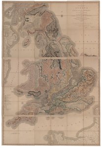 Avgränsning av strata av England och Wales med en del av Skottland Den första geologiska kartan över