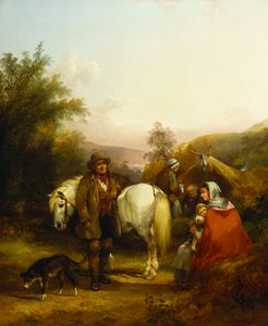 Ett zigenarläger vid en glänta i ett skogslandskap
