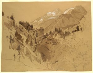 Teckning, berg nära Meiringen, Schweiz, 1856 av William Stanley Haseltine