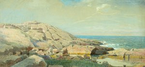 Maine Coast at Sunset (blandade media på papper)