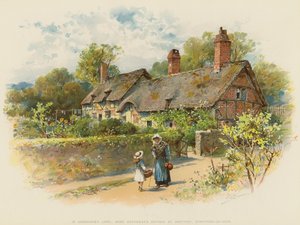 I Shaksperes land, Anne Hathaways stuga i Shottery, Stratford-on-Avon (kromolit) av William Stephen Coleman