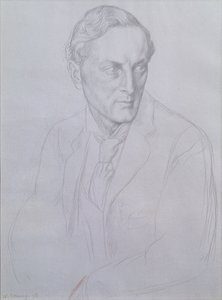 Porträtt av Sir Henry John Newbolt (1862-1938) poet, 1898 (silverpoint på papper) av William Strang