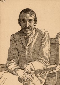 "Robert Louis Balfour Stevenson (1850-1894) skotsk författare av William Strang