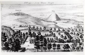 Utsikt från Avebury-tornet i Silbury Hill, illustration från 