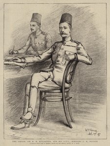 The Sirdar, Sir H H Kitchener, och hans ADC, Bimbashi J K Watson (litho) av William T. Maud