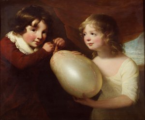 Två barn med en grisblåsa (olja på duk) av William Tate