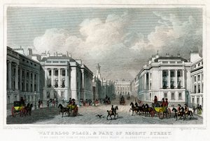 Waterloo Place och en del av Regent Street, Westminster, London, 1828.