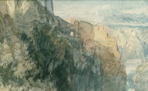 Katz slott med utsikt över Rheinfels slott av Joseph Mallord William Turner