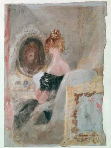 Interiör på Petworth House: kvinna framför spegeln av Joseph Mallord William Turner