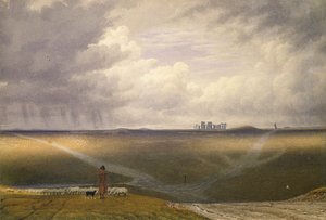 Stonehenge-A Showery Day, tidigt 1800-tal av Joseph Mallord William Turner