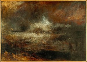 Stormigt hav med flammande vrak av Joseph Mallord William Turner