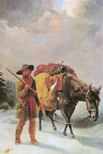 Fur Trapper Crossing the Mountains (olja på duk)