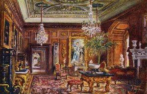 Warwick Castle: Cedar Drawing Room (litho i färg)