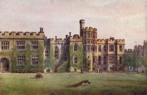 Warwick Castle: The Chapel Entrance (färg litho) av William W. Quatremain