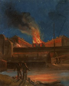Bristol Riots: The Gaol Burning, c.1831 (olja på papper)