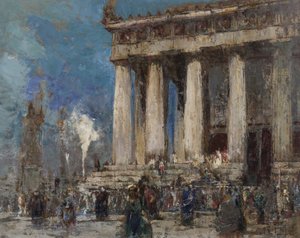 Grekiskt tempel, 1919 (olja över etsning på papper)