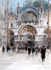 Portiken, Markusplatsen Venedig (akvarell) av William Walcot