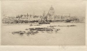 Themsen från Waterloo - Utsikt mot Sankt Pauls-katedralen av William Walcot