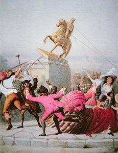New York-patrioter drar ner statyn av George III på Bowling Green, 9 juli 1776