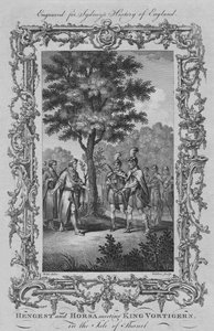 Hengest och Horsa träffade kung Vortigern på Isle of Thanet, 1773.
