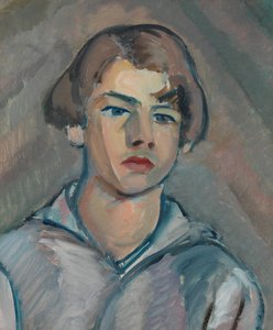 Porträtt av en ung man med långt hår av William Watson Peploe