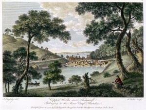 Copperworks nära Holywell, Flintshire, Wales ägs av Mona Company, 1792