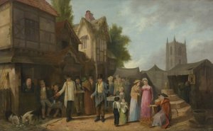 Scen utanför ett värdshus, kanske vid Long Ashton, Bristol, ca 1824 (olja på panel)
