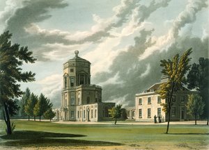 Exteriör av The Astronomical Observatory, illustration från History of Oxford, graverad av Joseph Constantine Stadler (fl.1780-1813) pub. av R. Ackermann, 1813 (akvatint) av William Westall