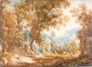 Landskap med figurer, ca 1807-1820 (Akvarell) av William Westall