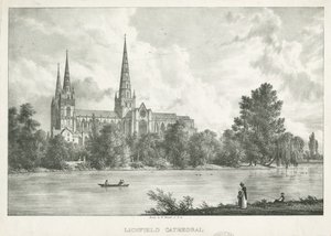 Lichfield Cathedral - South View: litografi, nd [1781-1850] av William Westall