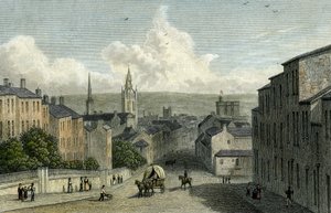 Newcastle från Westgate Hill, graverad av Edward Finden, 1830