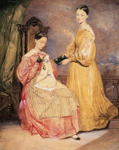 Porträtt av Florence Nightingale (1820-1910) med sin syster Frances Parthenope, akvarell av William White Warren (1832-1911 eller 1912) av William White (attr. to) Warren