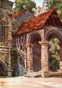 Canterbury, Norman Stairway (färg litho) av William Wiehe Collins