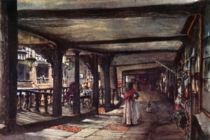 Chester, the Rows (färg litho) av William Wiehe Collins