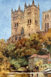 Durham, Western Towers (färg litho) av William Wiehe Collins