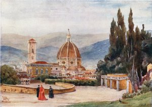 Florens. Duomo, från Boboli Gardens (färg litho) av William Wiehe Collins