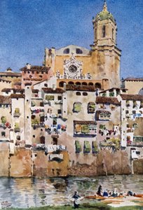 Gerona, katedralen (färg litho)