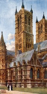 Lincoln, West Towers (färg litho) av William Wiehe Collins