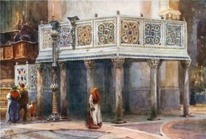 Salerno. En predikstol i katedralen (färg litho)