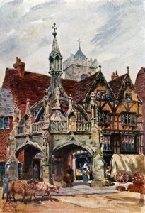 Salisbury, marknadskorset (färg litho) av William Wiehe Collins
