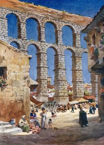Segovia, akvedukten (färg litho)