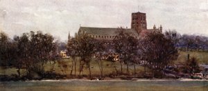 St. Albans från murarna i gamla Verulam (färg litho) av William Wiehe Collins